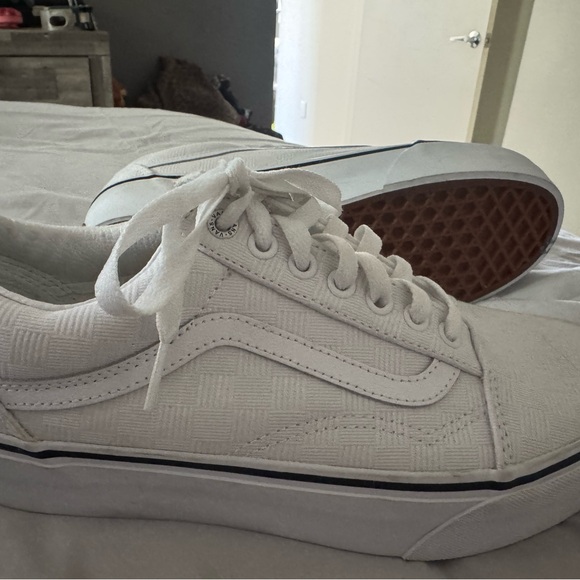 Vans Women Deluxe Ortholite Checkered Cream white  Skateboard Shoes Sneakers 9.5 - Picture 2 of 8